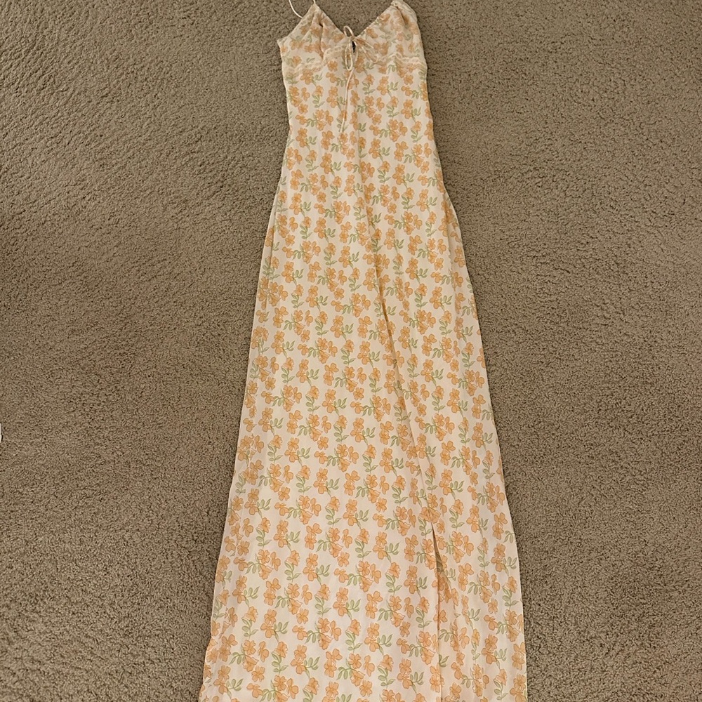 Princess Polly Peach and Cream Floral Maxi Dress